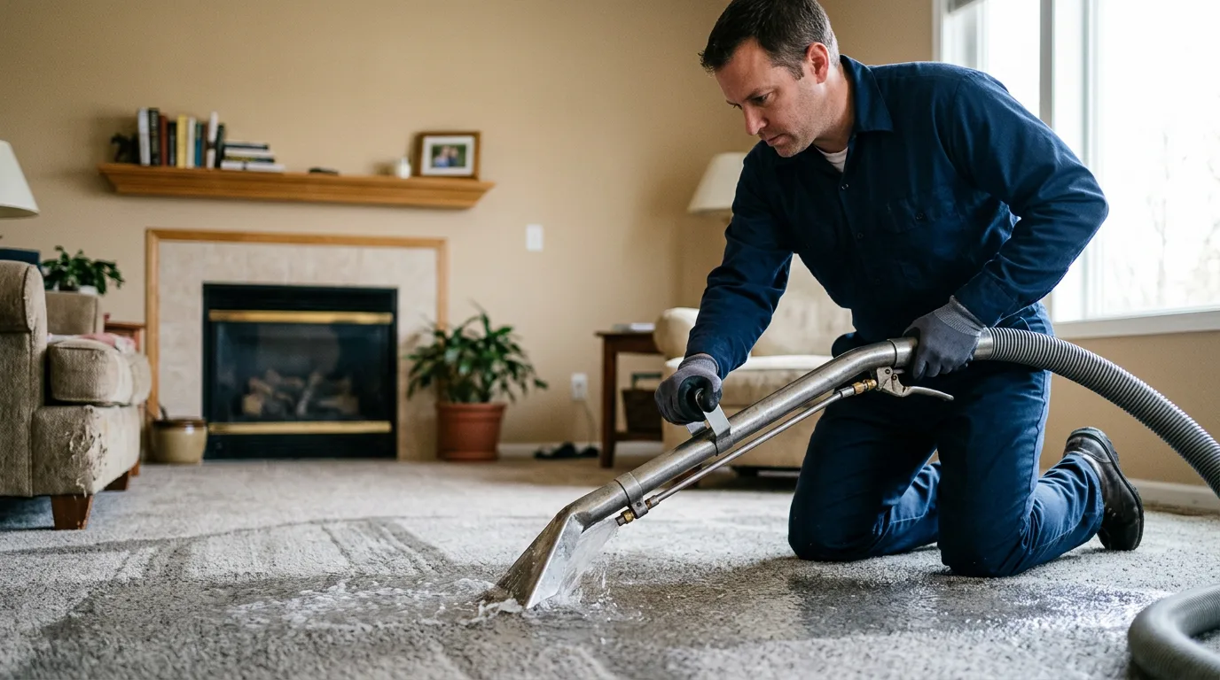 Water damage restoration technician working near Richlandtown, PA